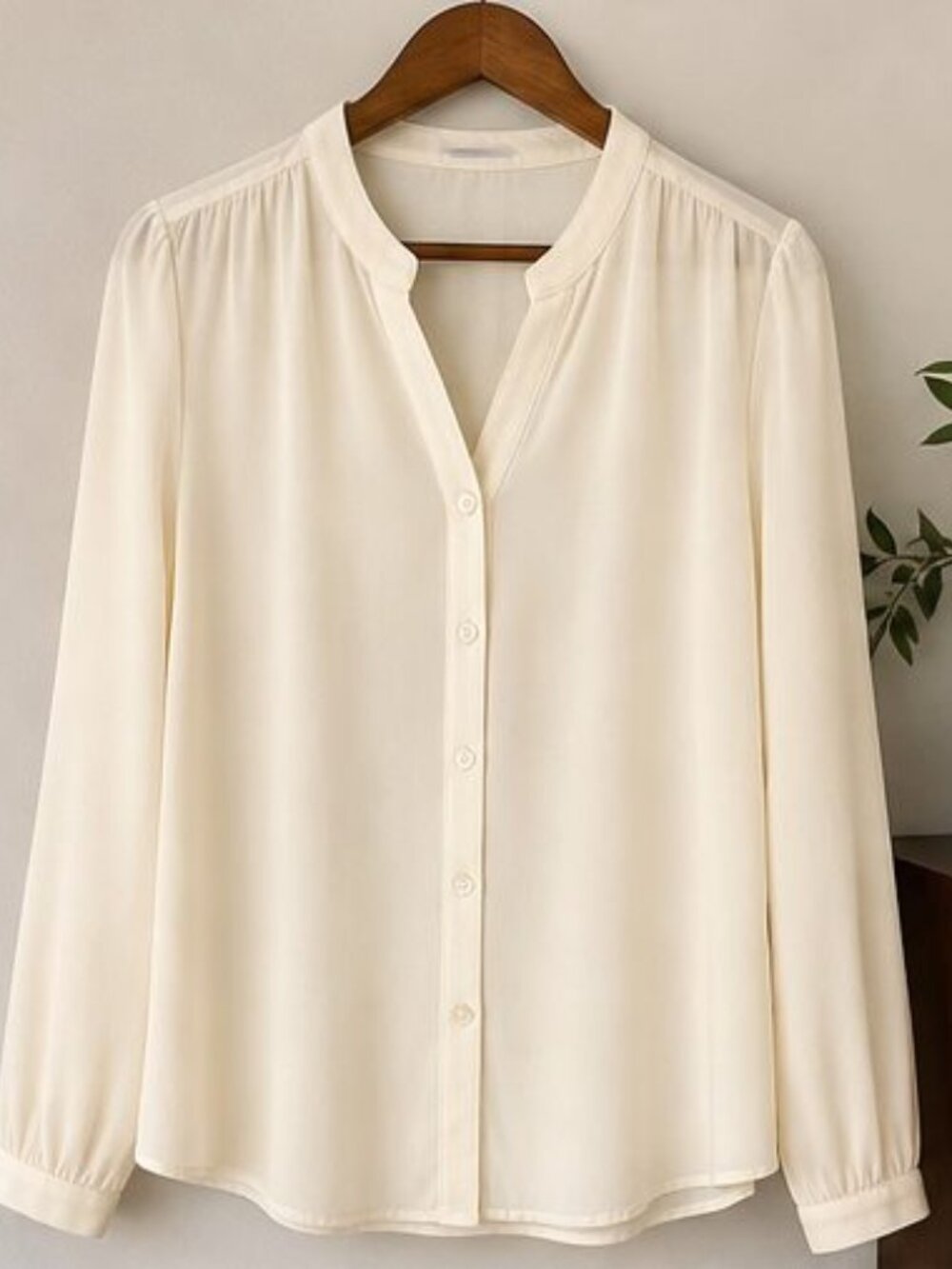 Cream Pleated Blouse